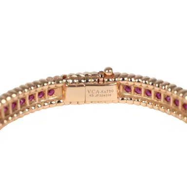 Van Cleef & Arpels Van Cleef & Arpels X-Small Perlee Ruby Bracelet Diamonds & 18K Rose Gold Hardware | Thumbnail 6
