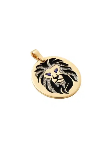 Diane Kordas Lion 18-karat Gold, Diamond, Sapphire And Enamel Pendant | Thumbnail 1 Diane Kordas Lion 18-karat Gold, Diamond, Sapphire And Enamel Pendant | Thumbnail 1