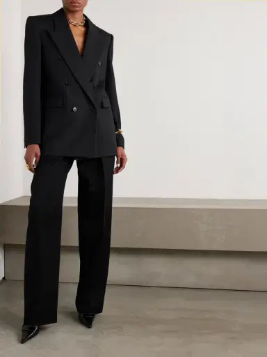 Saint Laurent Double-breasted Grain De Poudre Wool Blazer | Thumbnail 2 Saint Laurent Double-breasted Grain De Poudre Wool Blazer | Thumbnail 2