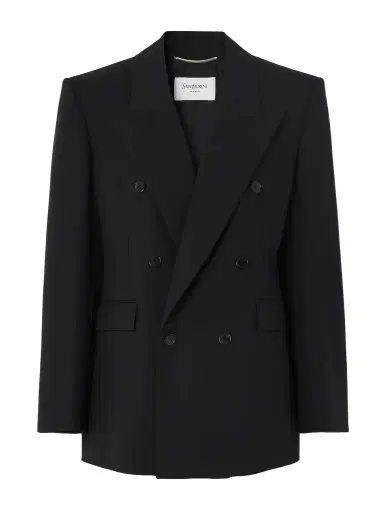 Saint Laurent Double-breasted Grain De Poudre Wool Blazer | Thumbnail 1 Saint Laurent Double-breasted Grain De Poudre Wool Blazer | Thumbnail 1