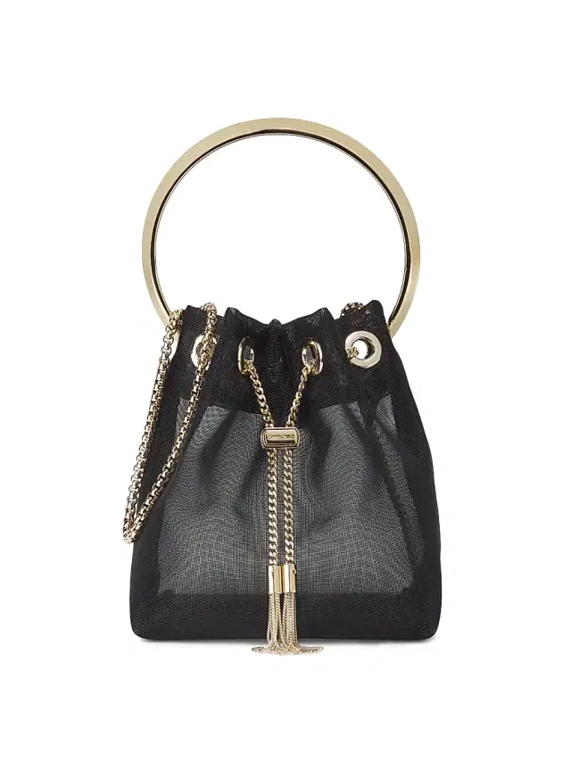 Jimmy Choo Women's Bon Bon Mesh Top Handle Bag - Black Light Gold