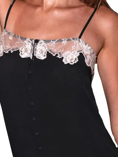Fleur du Mal Women's Lace Appliqué Silk Slip - Black - Size Medium | Thumbnail 6