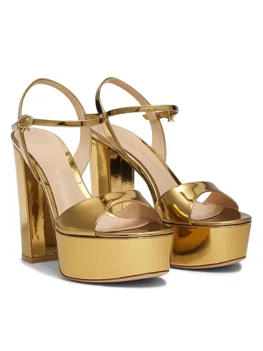 Gianvito Rossi Women's 120MM Metallic Leather Platform Sandals - Gold - Size 12 | Thumbnail 2 Gianvito Rossi Women's 120MM Metallic Leather Platform Sandals - Gold - Size 12 | Thumbnail 2