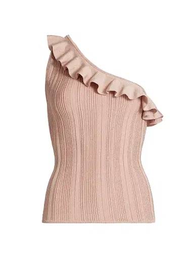 Zimmermann Women's Lucky Metallic Frill One-Shoulder Tank | Thumbnail 1