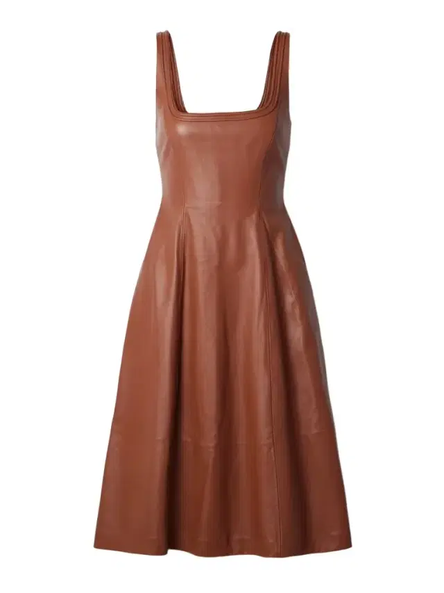 Adaline Pleated Leather Midi Dress