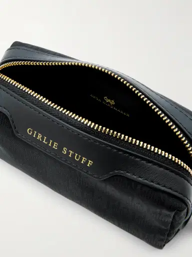 Anya Hindmarch Girlie Stuff Leather-trimmed Jacquard Cosmetics Case | Thumbnail 4 Anya Hindmarch Girlie Stuff Leather-trimmed Jacquard Cosmetics Case | Thumbnail 4
