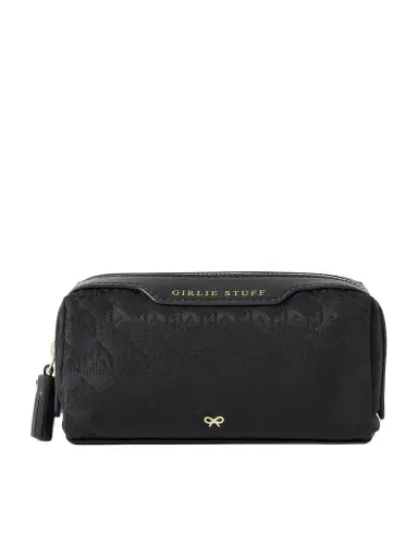 Anya Hindmarch Girlie Stuff Leather-trimmed Jacquard Cosmetics Case | Thumbnail 1 Anya Hindmarch Girlie Stuff Leather-trimmed Jacquard Cosmetics Case | Thumbnail 1