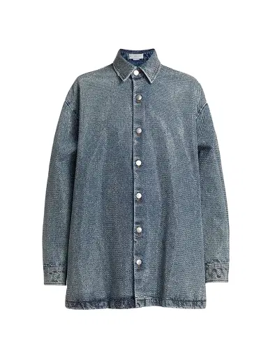 Stella McCartney Women's Hotfix Denim Button-Front Oversized Shirt | Thumbnail 1