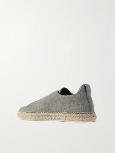 Zegna Triple Stitch™ Leather-Trimmed Canvas Slip-On Sneakers - Men | Thumbnail 4 Zegna Triple Stitch™ Leather-Trimmed Canvas Slip-On Sneakers - Men | Thumbnail 4