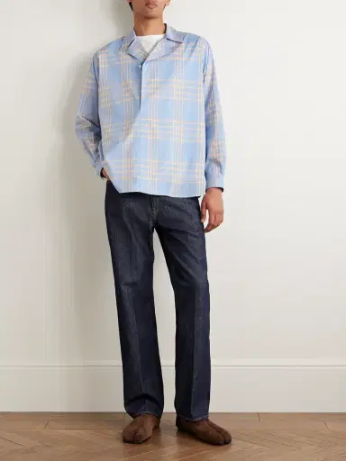 Auralee Camp-Collar Checked Cotton Shirt - Men | Thumbnail 2