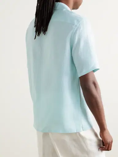 Zegna Convertible-Collar Oasi Linen Shirt - Men | Thumbnail 3
