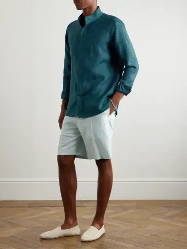 Zegna Grandad-Collar Oasi Linen Shirt - Men | Thumbnail 2