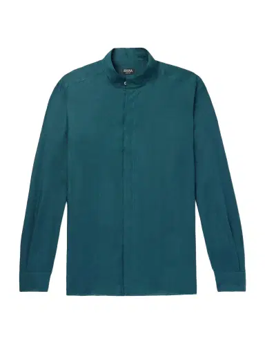Zegna Grandad-Collar Oasi Linen Shirt - Men | Thumbnail 1