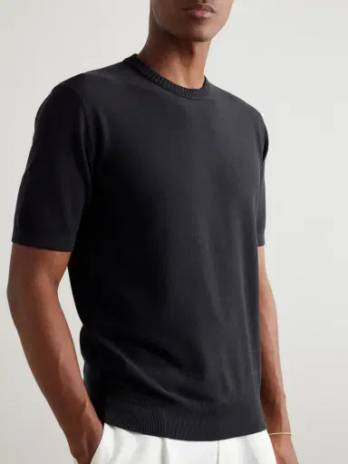 Loro Piana Slim-Fit Cotton and Silk-Blend Piqué T-Shirt - Men | Thumbnail 3