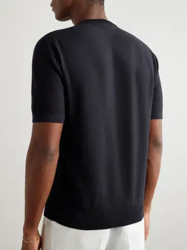 Loro Piana Slim-Fit Cotton and Silk-Blend Piqué T-Shirt - Men | Thumbnail 4