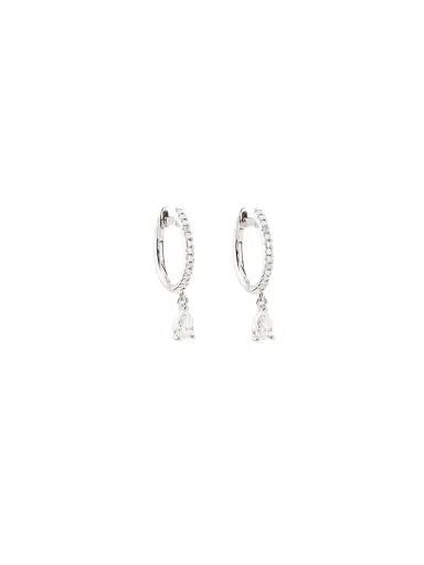 Wish Fine Jewelry 0.53ct Diamond Pear Drop Huggie Hoop Earrings | Thumbnail 2