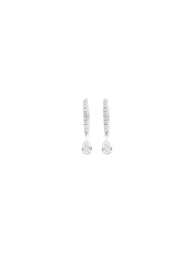 Wish Fine Jewelry 0.53ct Diamond Pear Drop Huggie Hoop Earrings | Thumbnail 3