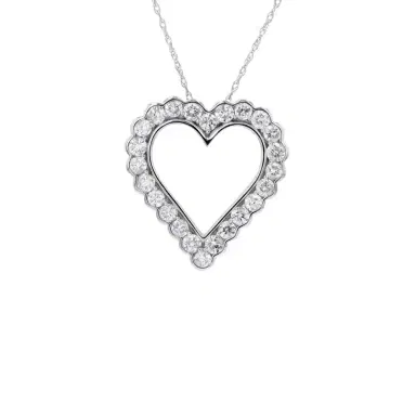 Wish Fine Jewelry 1.0ct Diamond 14K Gold Heart Pendant Chain Necklace | Thumbnail 1