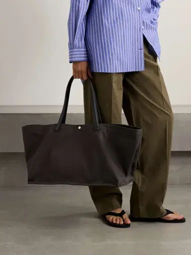 The Row Idaho Xl Leather-trimmed Cotton-canvas Tote | Thumbnail 2 The Row Idaho Xl Leather-trimmed Cotton-canvas Tote | Thumbnail 2