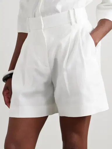Another Tomorrow Pleated Linen Shorts | Thumbnail 3 Another Tomorrow Pleated Linen Shorts | Thumbnail 3