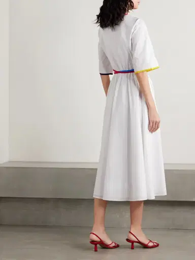 Rosie Assoulin Ribbon Grosgrain-trimmed Cotton-poplin Midi Wrap Dress | Thumbnail 3