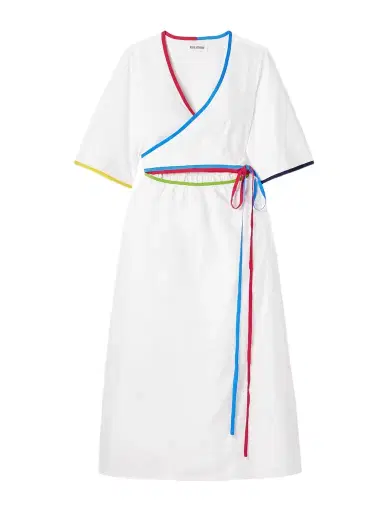 Rosie Assoulin Ribbon Grosgrain-trimmed Cotton-poplin Midi Wrap Dress | Thumbnail 1