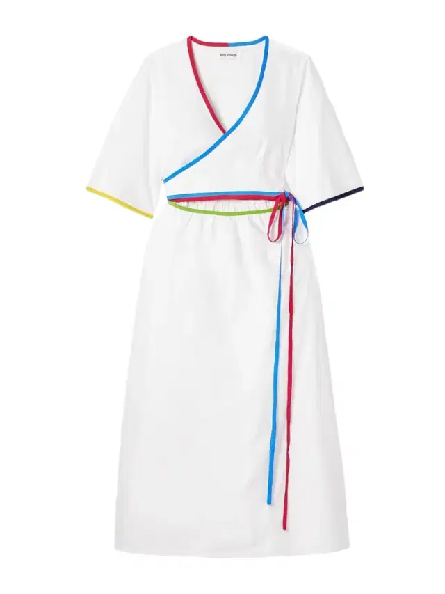 Ribbon Grosgrain-trimmed Cotton-poplin Midi Wrap Dress