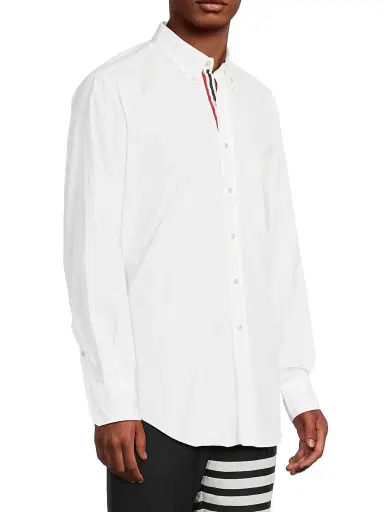 Thom Browne Men's RWB Stripe Classic-Fit Shirt - White - Size XL | Thumbnail 4 Thom Browne Men's RWB Stripe Classic-Fit Shirt - White - Size XL | Thumbnail 4