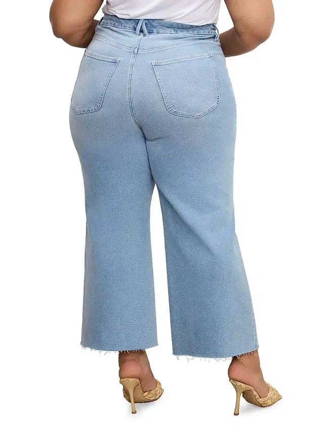 Good American Women's Compression Denim Good Waist Crop Palazzo Jeans - Indigo