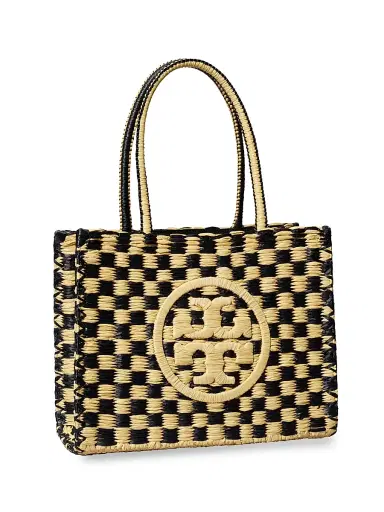 Tory Burch Women's Ella Hand-Crochet Check Tote - Black And Natural | Thumbnail 4