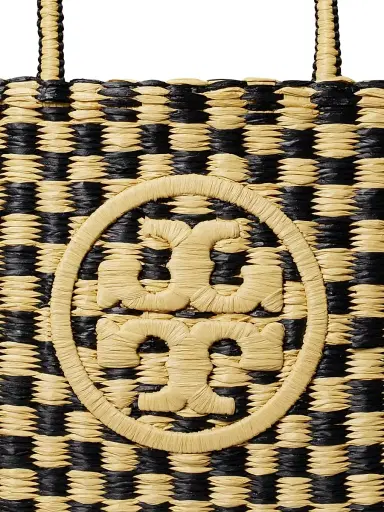 Tory Burch Women's Ella Hand-Crochet Check Tote - Black And Natural | Thumbnail 5