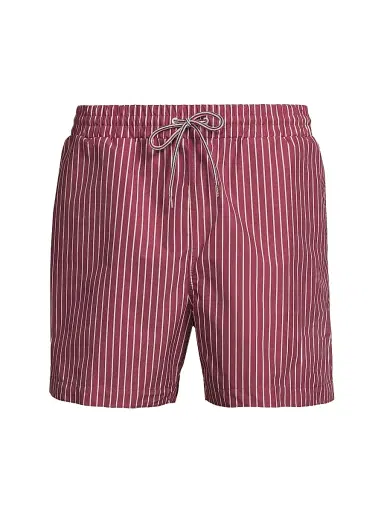 Thom Browne Men's Pinstripe Printed Swim Shorts - Burgundy | Thumbnail 1