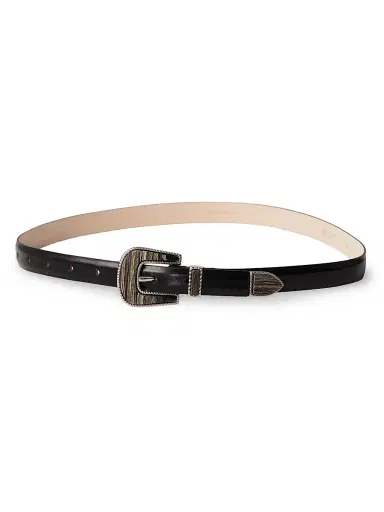 Déhanche Women's Travertine Smooth Leather Belt - Black Silver | Thumbnail 4 Déhanche Women's Travertine Smooth Leather Belt - Black Silver | Thumbnail 4