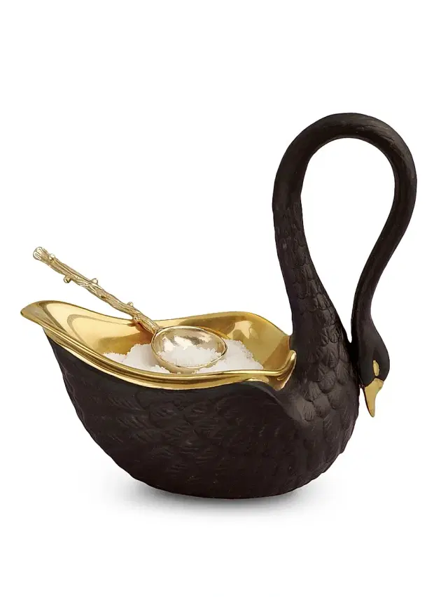 Porcelain Swan Salt Cellar - White