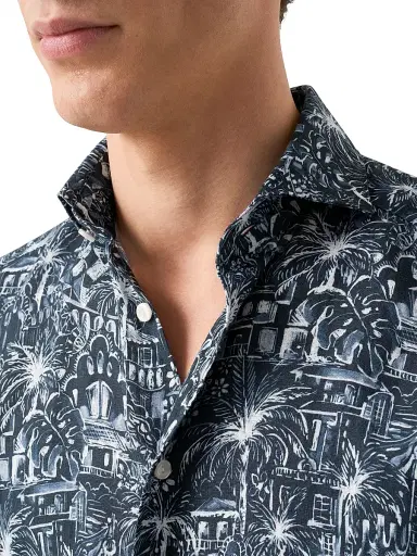 Eton Men's Slim-Fit Garden Linen Shirt - Blue - Size XXL | Thumbnail 5 Eton Men's Slim-Fit Garden Linen Shirt - Blue - Size XXL | Thumbnail 5