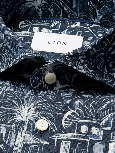 Eton Men's Slim-Fit Garden Linen Shirt - Blue - Size XXL | Thumbnail 7 Eton Men's Slim-Fit Garden Linen Shirt - Blue - Size XXL | Thumbnail 7