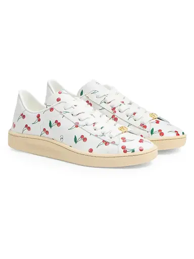 Valentino Garavani Women's Royco Sneakers in Nappa Calfskin with Cherryfic Pattern | Thumbnail 2