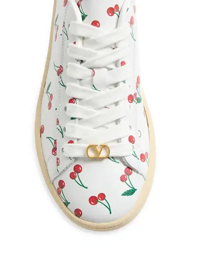 Valentino Garavani Women's Royco Sneakers in Nappa Calfskin with Cherryfic Pattern | Thumbnail 3
