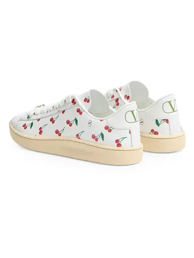 Valentino Garavani Women's Royco Sneakers in Nappa Calfskin with Cherryfic Pattern | Thumbnail 4