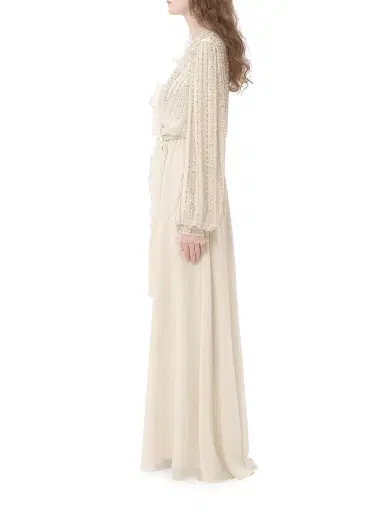 Valentino Garavani Women's Long Dress in Embroidered Light Georgette - Ivory Beige - Size 2 | Thumbnail 3 Valentino Garavani Women's Long Dress in Embroidered Light Georgette - Ivory Beige - Size 2 | Thumbnail 3