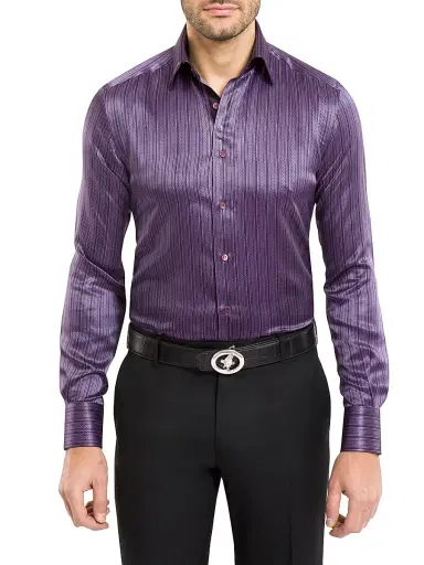 Stefano Ricci Men's Silk Recanati Shirt - Magenta - Size 17.5 | Thumbnail 2
