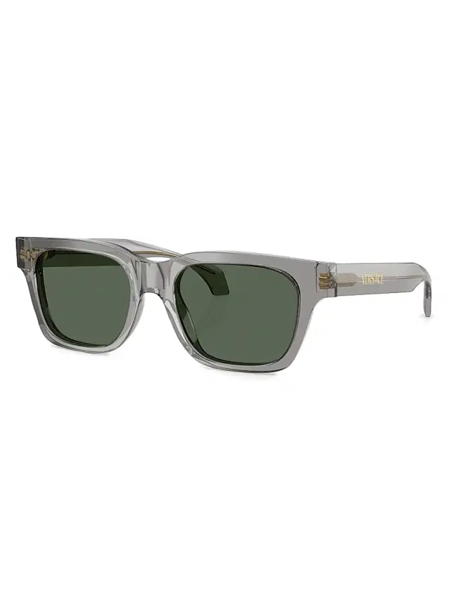 Men's 52MM Square Sunglasses - Transparent Grey Olive