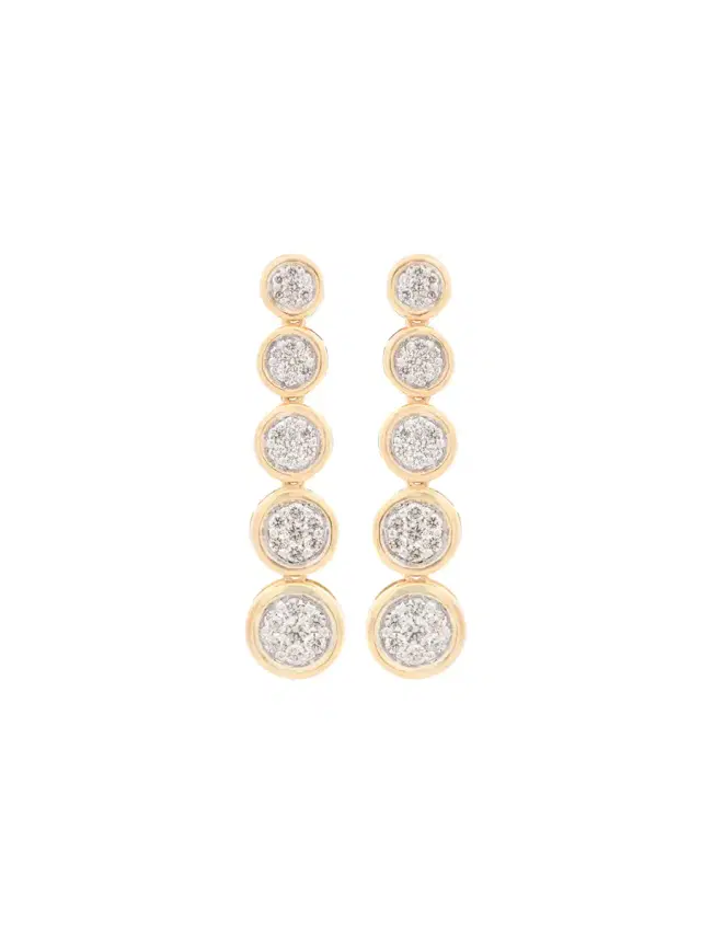 0.83ct Diamond 14K Gold Pave Bezel Dangle Drop Earrings