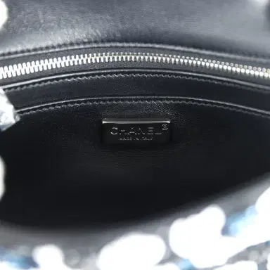 Chanel Chanel Mini Rectangular Flower Flap Bag Black, Navy and White Sequin Ruthenium Hardware | Thumbnail 9 Chanel Chanel Mini Rectangular Flower Flap Bag Black, Navy and White Sequin Ruthenium Hardware | Thumbnail 9