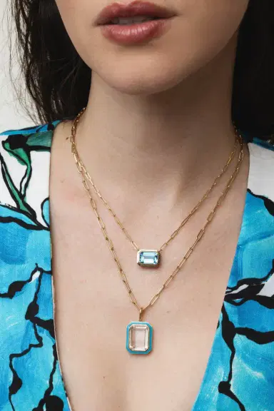 GOSHWARA Manhattan Blue Topaz Pendant Necklace | Thumbnail 2