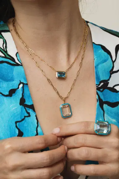 GOSHWARA Manhattan Blue Topaz Pendant Necklace | Thumbnail 3