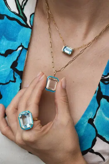 GOSHWARA Manhattan Blue Topaz Pendant Necklace | Thumbnail 4