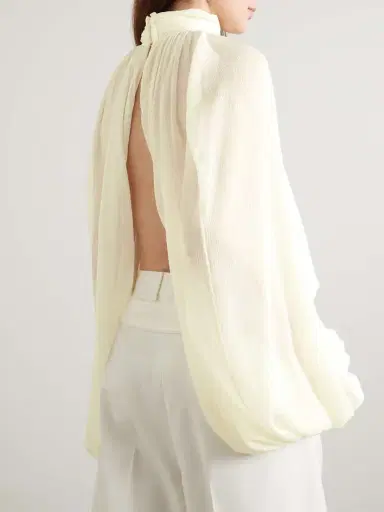 Stella McCartney Open-back Gathered Silk-crepon Blouse | Thumbnail 3 Stella McCartney Open-back Gathered Silk-crepon Blouse | Thumbnail 3