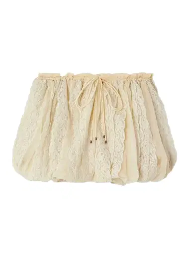 Chloé Gathered Silk-crepon And Cotton-blend Lace Shorts | Thumbnail 1