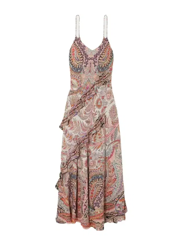 Ruffled Printed Georgette Midi Dress